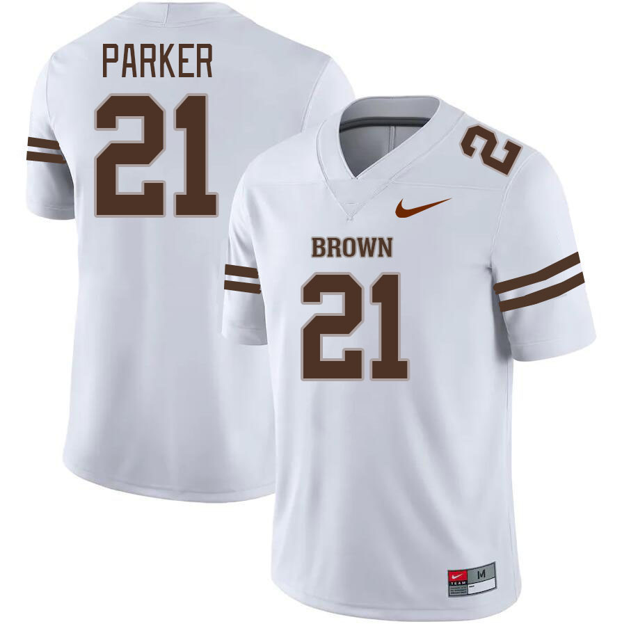 Men-Youth #21 Aubrey Parker 2023 Brown Bears College Football Jerseys Stitched-White